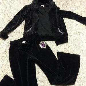 Juicy black  velour hooded warm up suit